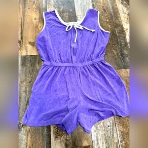 Vintage Terry cloth romper SZ 2X by Granada- PURPLE